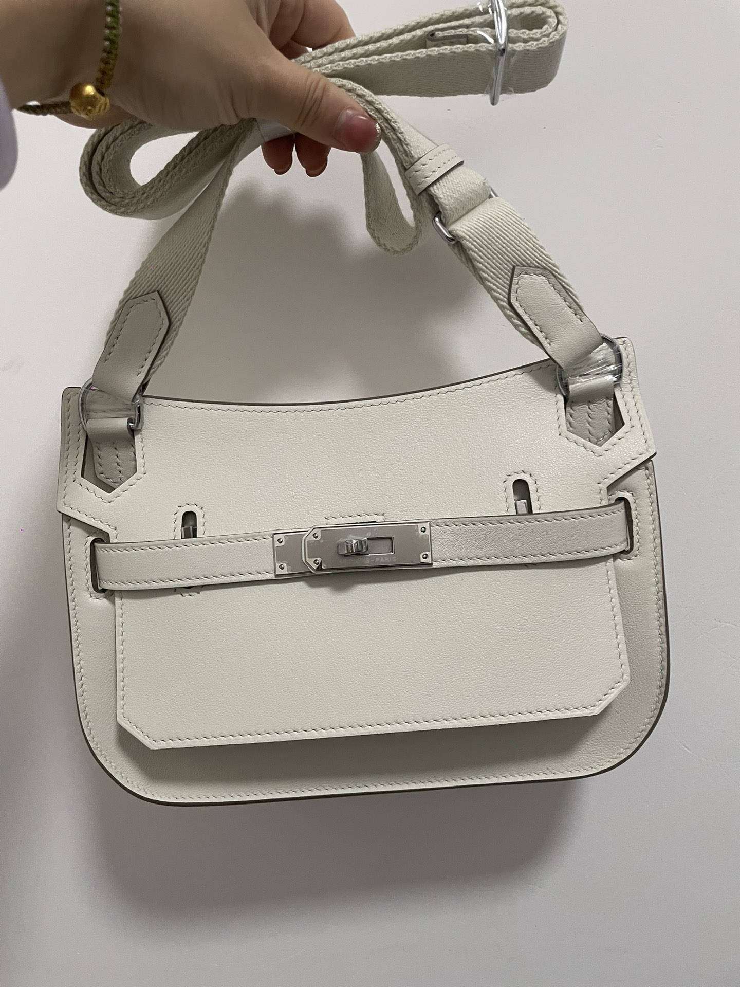 Hermes Jypsiere Mini Handmade Bag In White Swift Calfskin With Silver