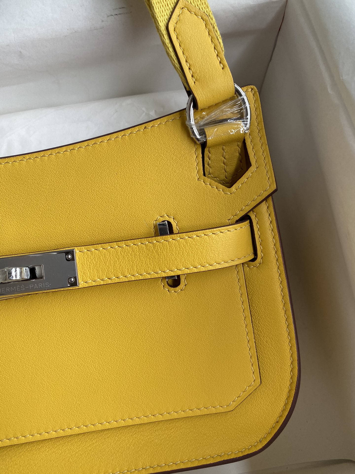 Hermes Jypsiere Mini Handmade Bag In Yellow Swift Calfskin With Silver