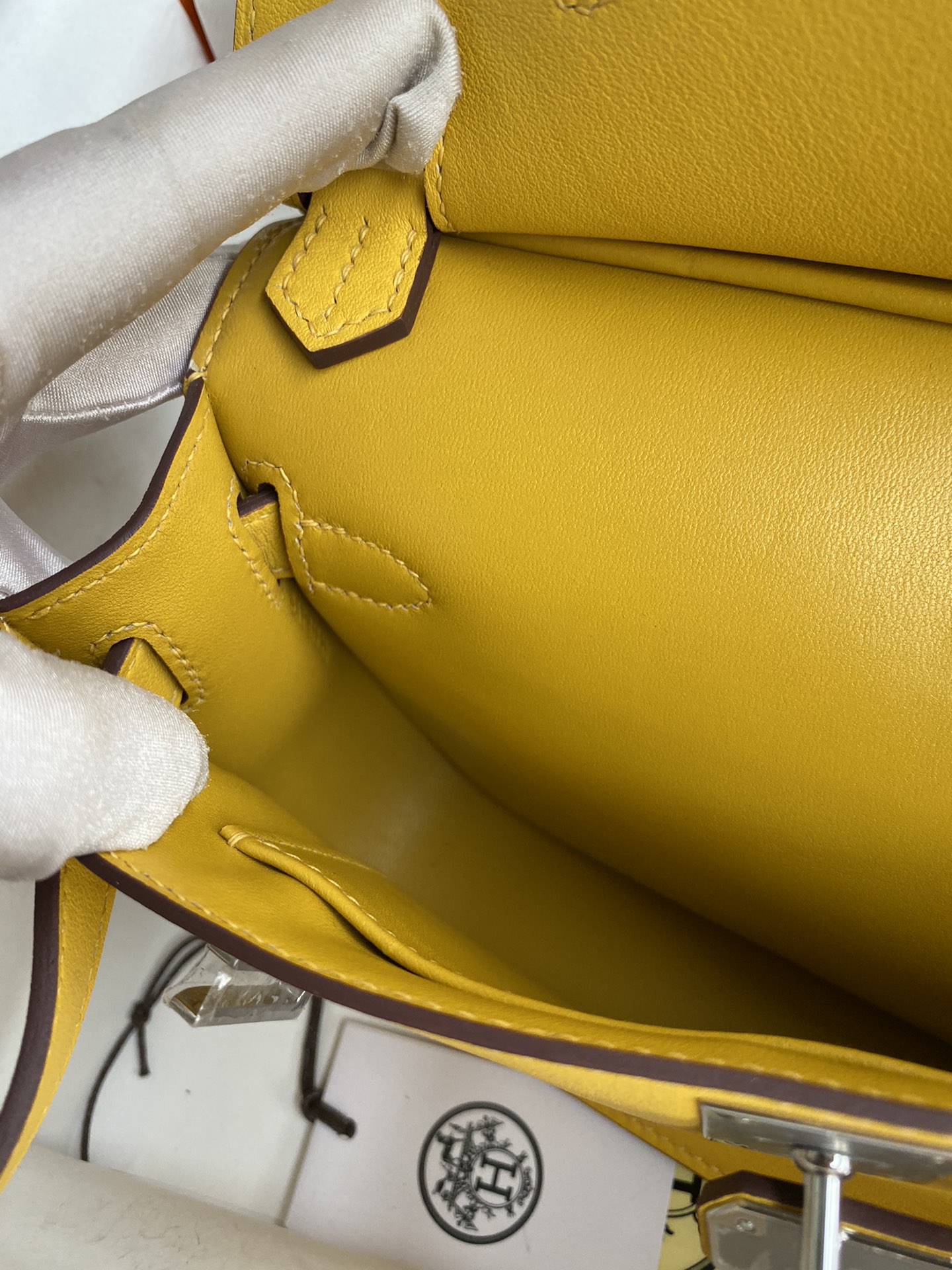 Hermes Jypsiere Mini Handmade Bag In Yellow Swift Calfskin With Silver