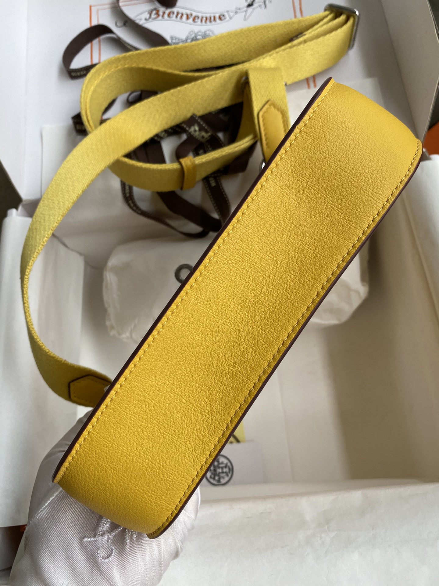 Hermes Jypsiere Mini Handmade Bag In Yellow Swift Calfskin With Silver