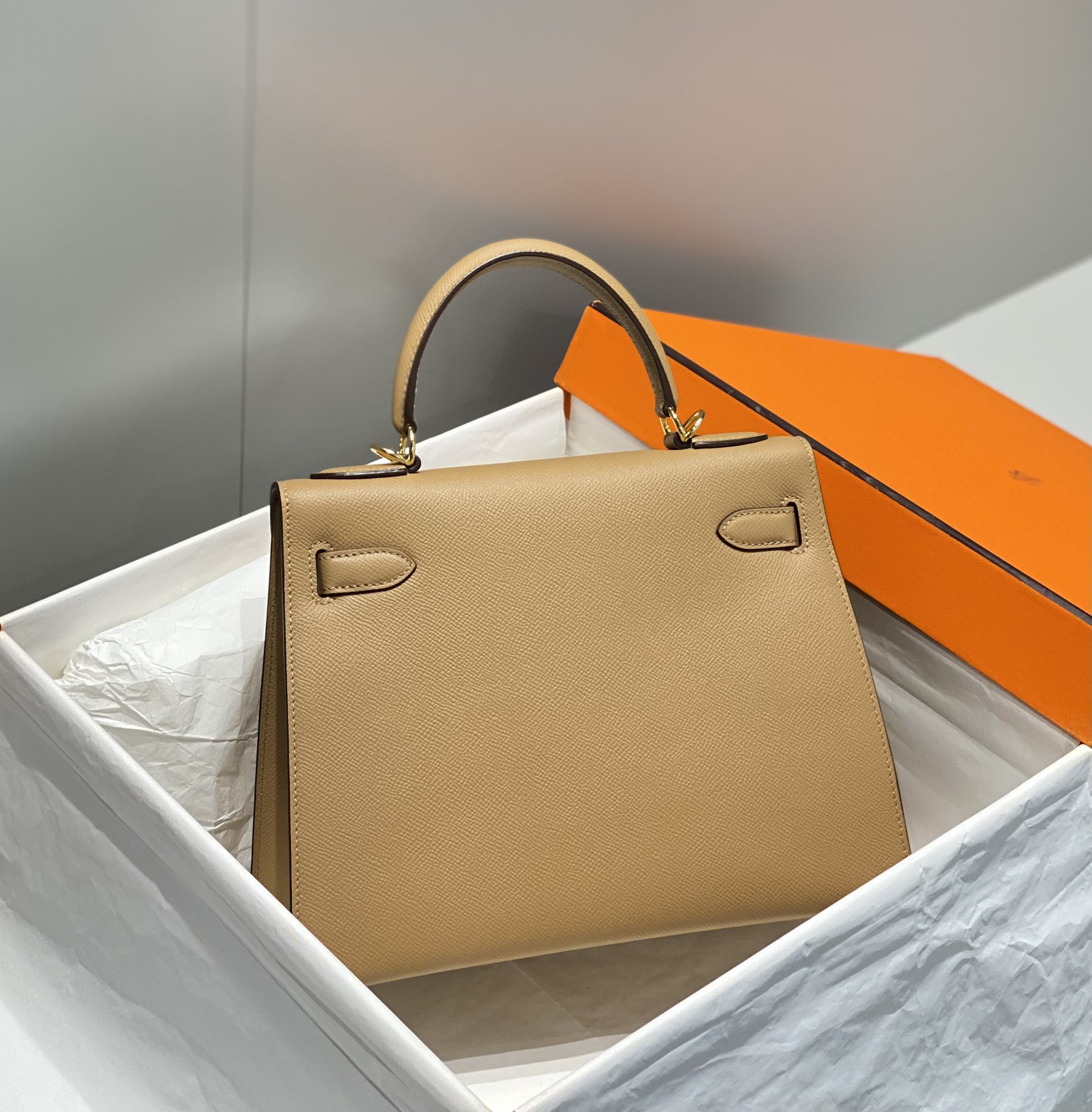 Hermes Kelly 19cm 25cm 28cm Milk Tea Gray