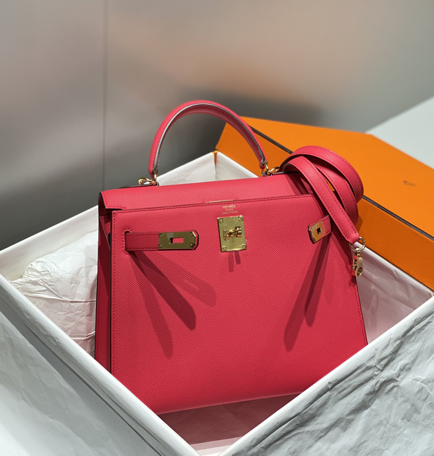 Hermes Kelly 19cm 25cm 28cm Red