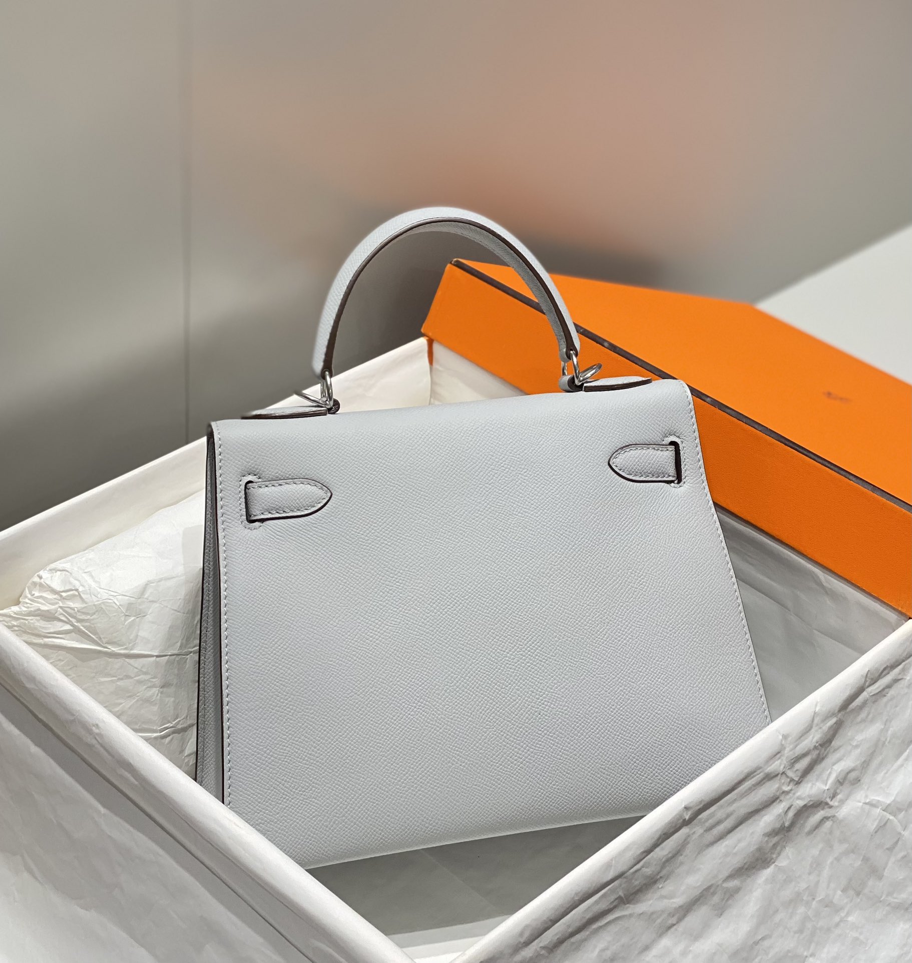 Hermes Kelly 19cm 25cm 28cm Seagull Gray