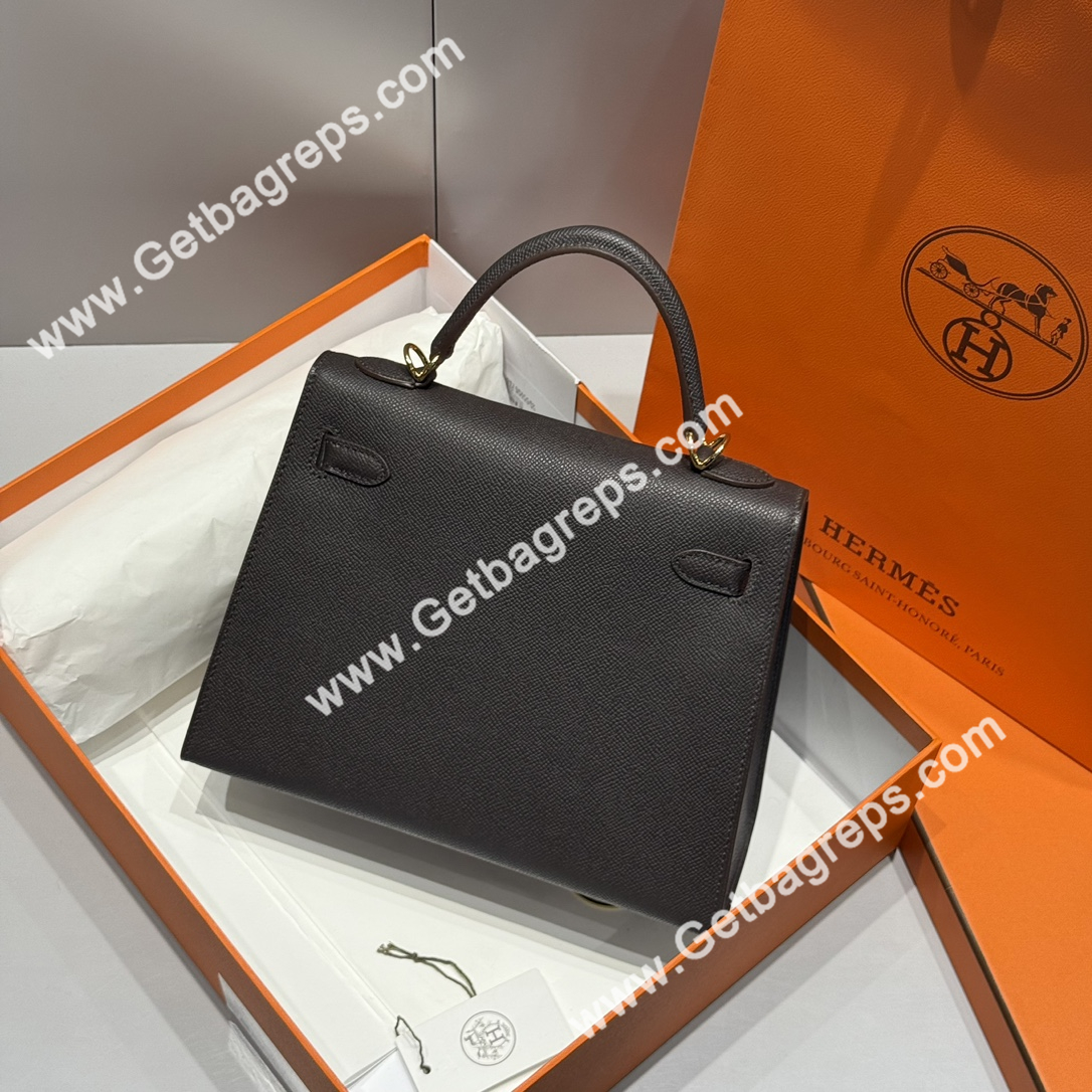 Hermes Kelly 25cm Epsom Leather Ebony with Gold