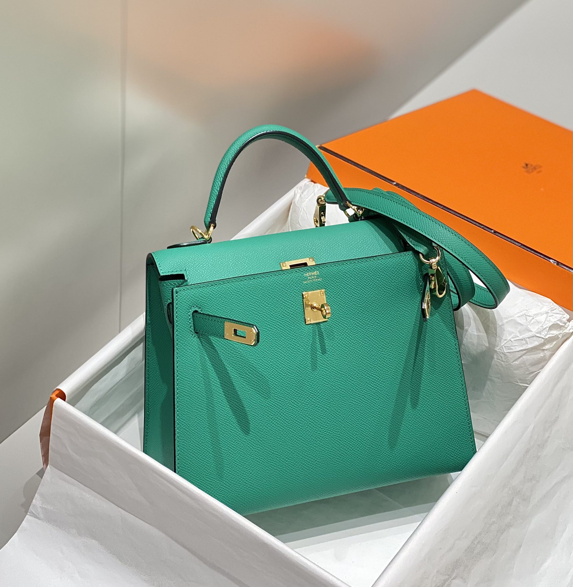 Hermes Kelly 25cm Green