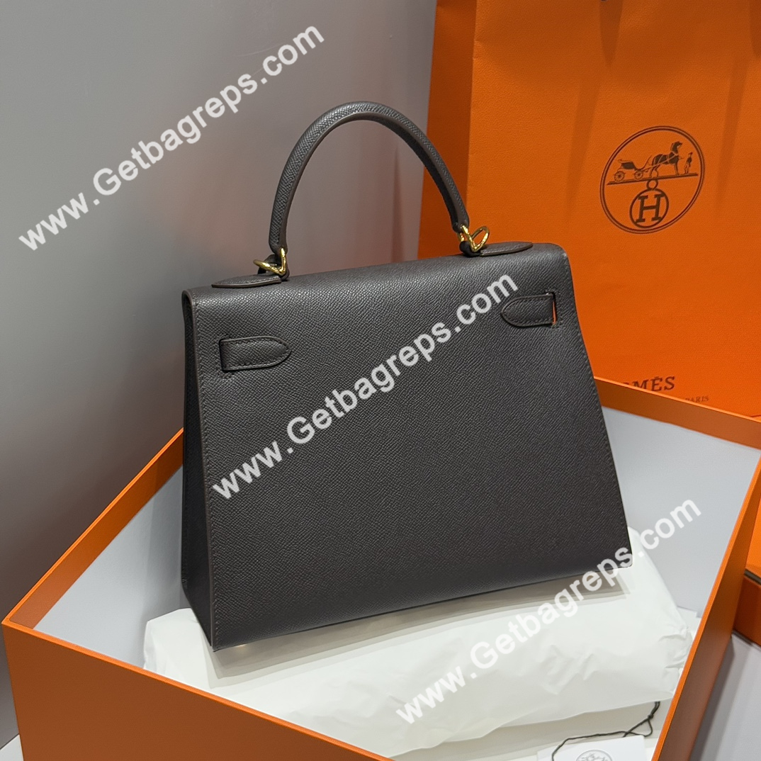 Hermes Kelly 28cm Epsom Leather Ebony with Gold