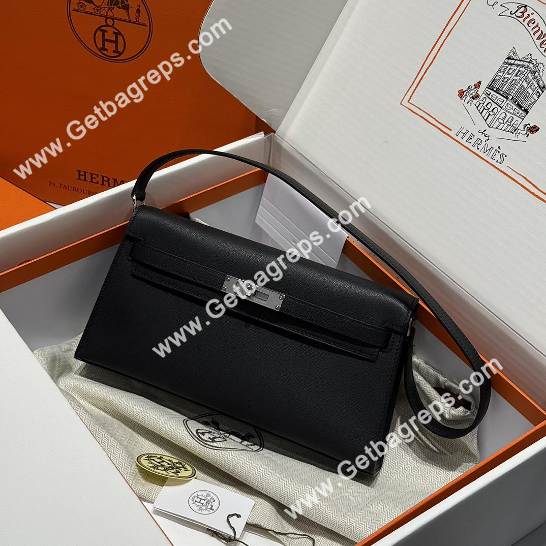 Hermes Kelly Elan In Black With Silver