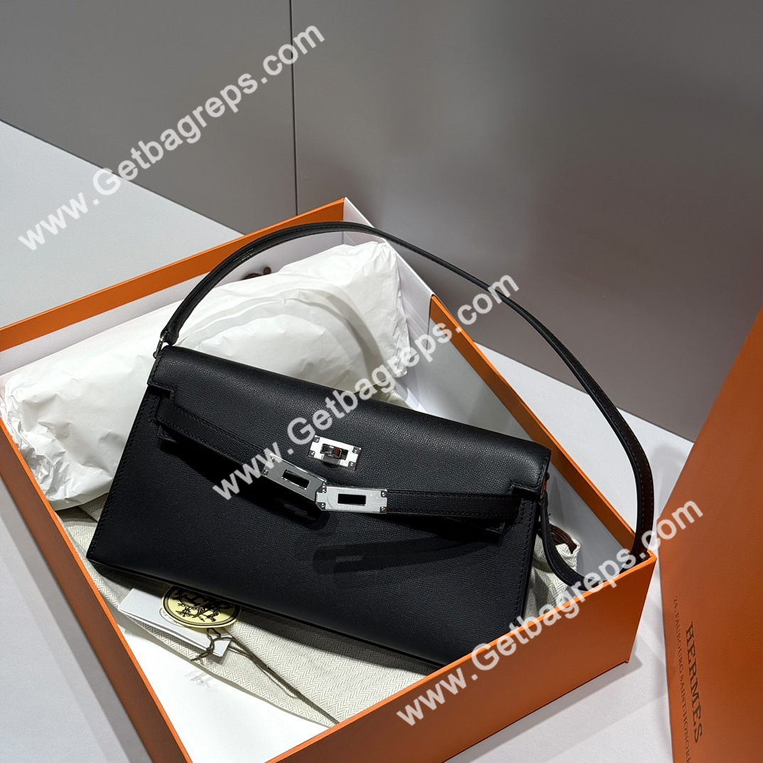 Hermes Kelly Elan In Black With Silver