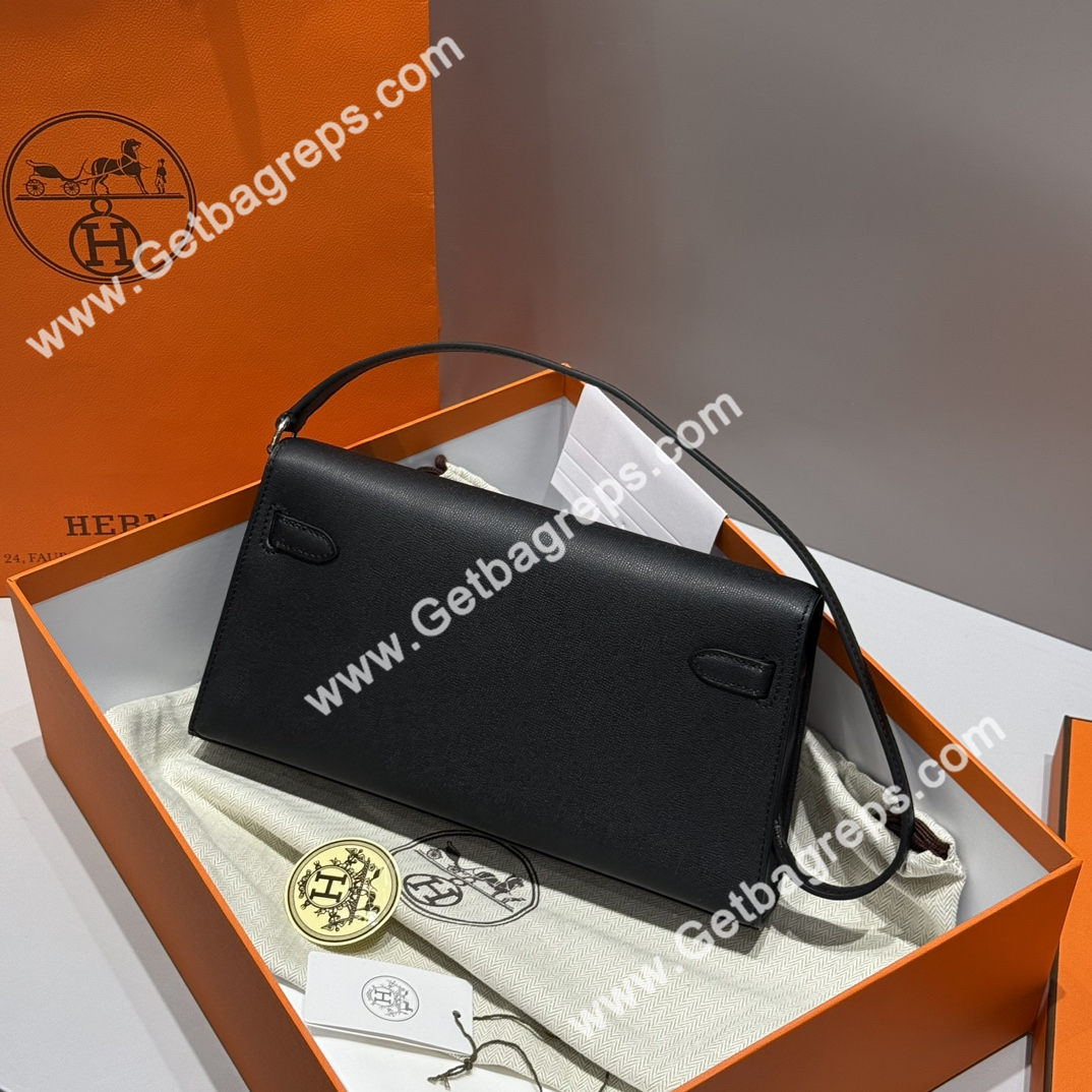 Hermes Kelly Elan In Black With Silver