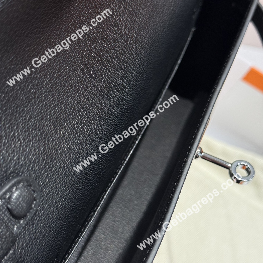 Hermes Kelly Elan In Black With Silver