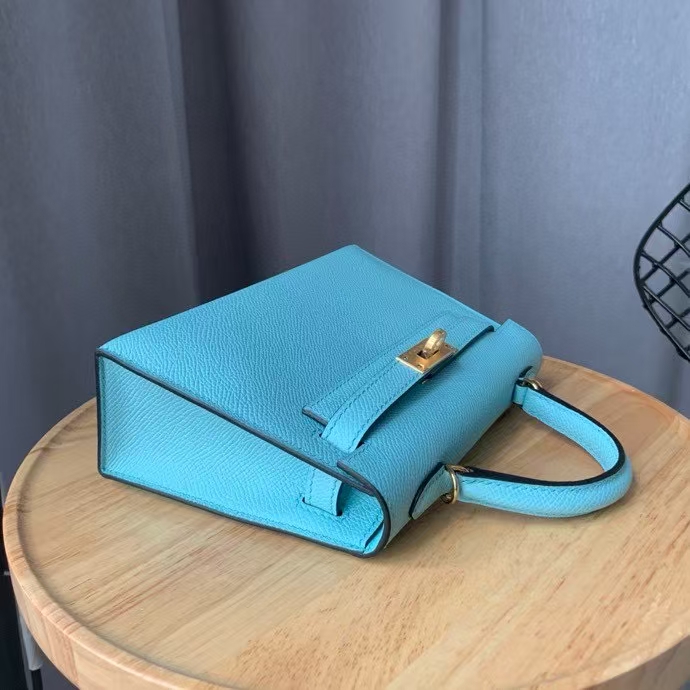 Hermes Kelly Mini II Bag Epsom Leather Blue With Gold