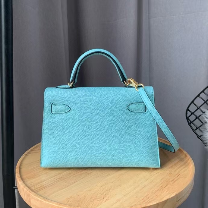 Hermes Kelly Mini II Bag Epsom Leather Blue With Gold