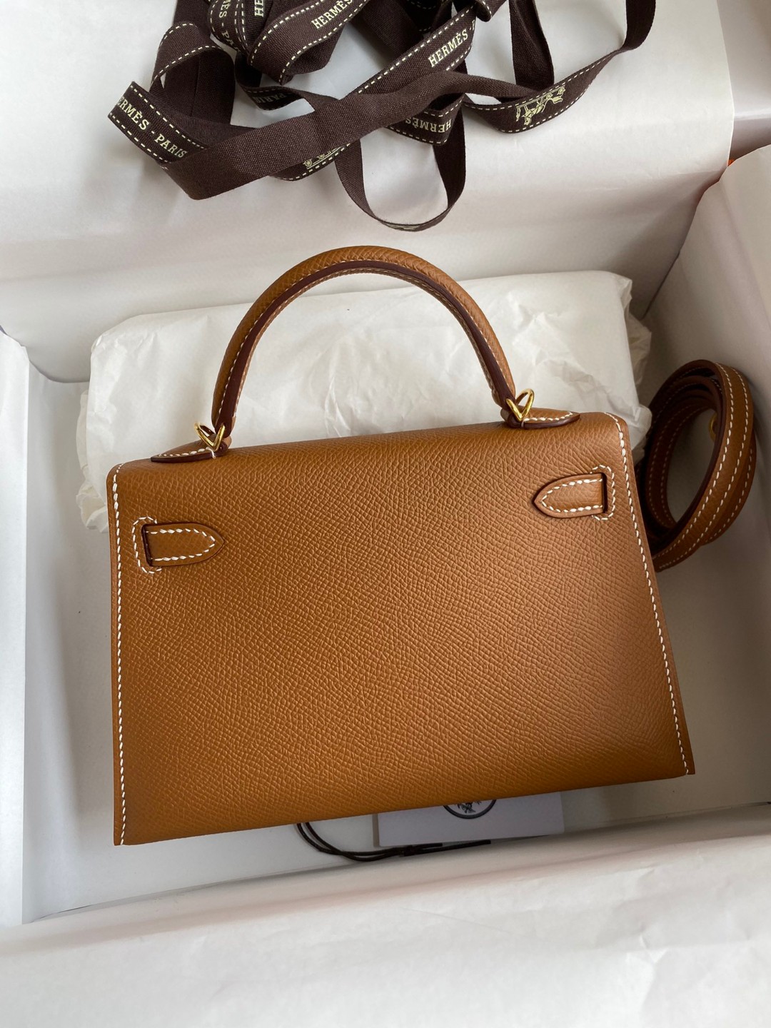 Hermes Kelly Mini II Bag Epsom Leather Brown With Gold
