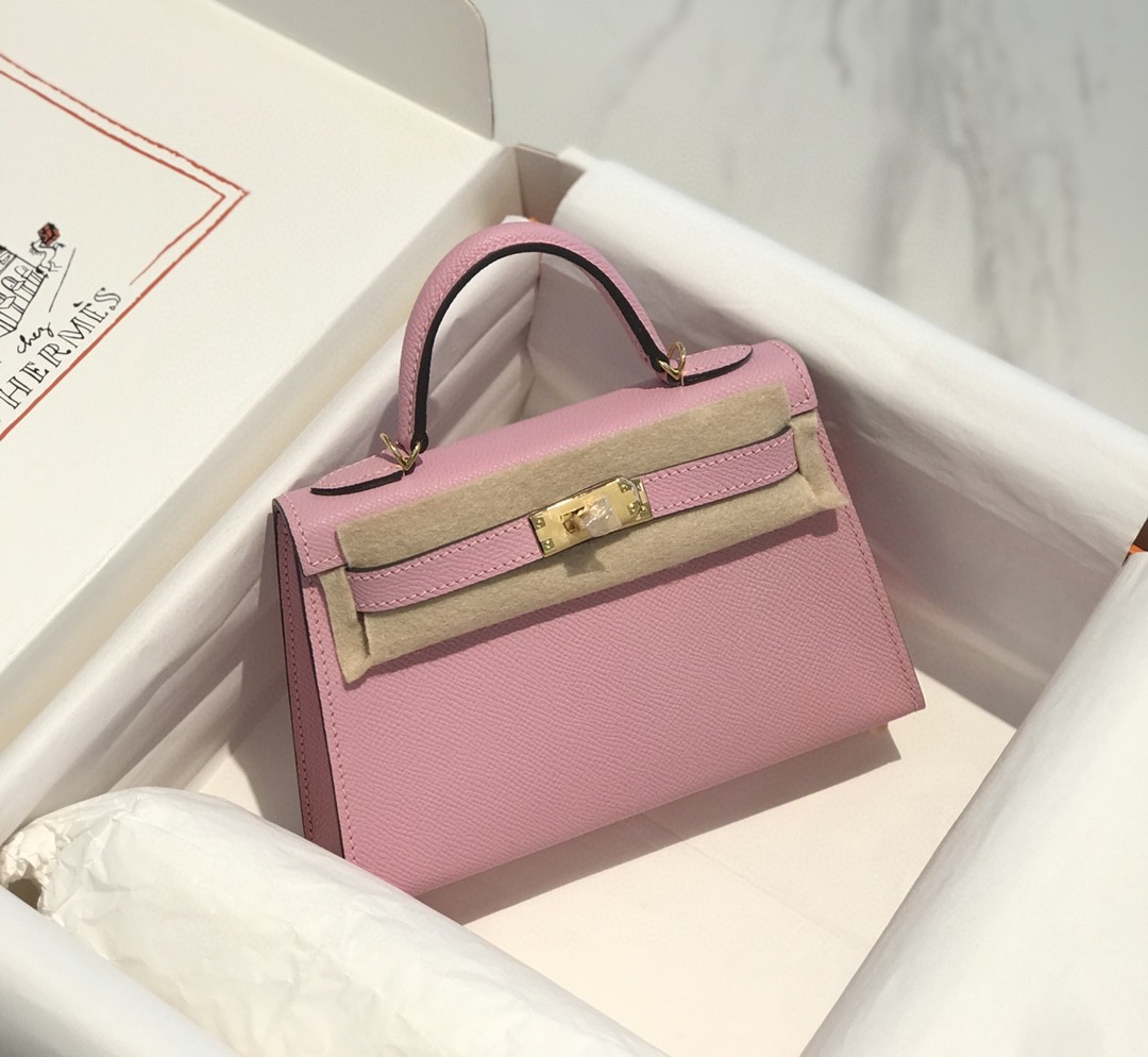 Hermes Kelly Mini II Bag Epsom Leather Pink With Gold