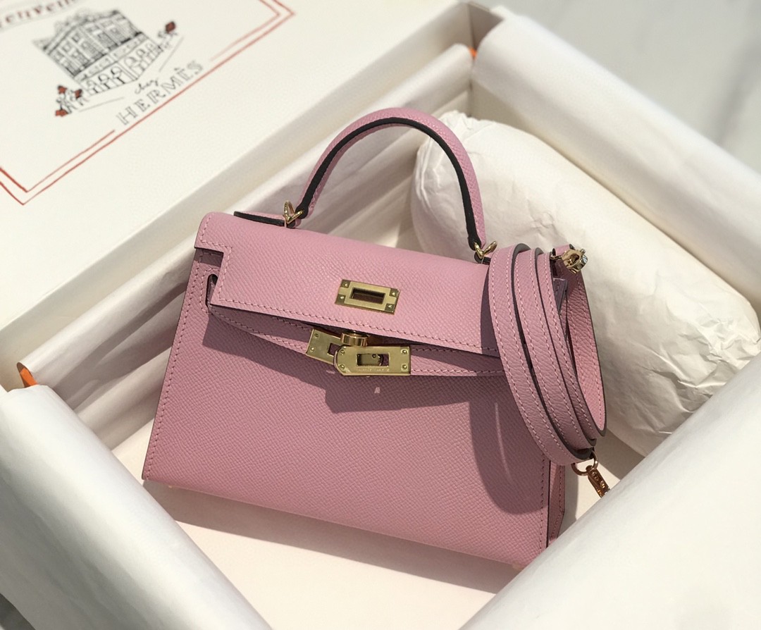 Hermes Kelly Mini II Bag Epsom Leather Pink With Gold
