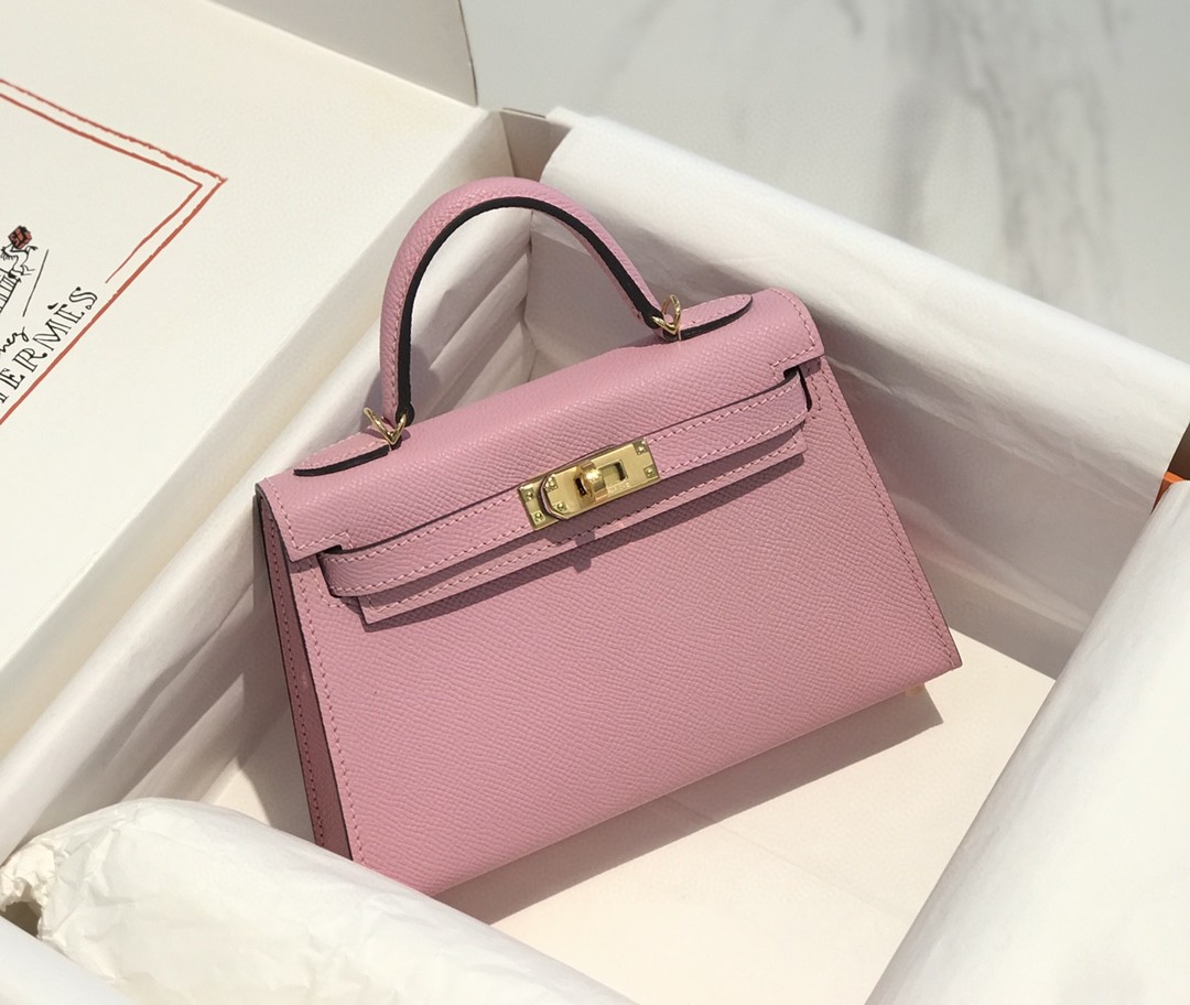 Hermes Kelly Mini II Bag Epsom Leather Pink With Gold