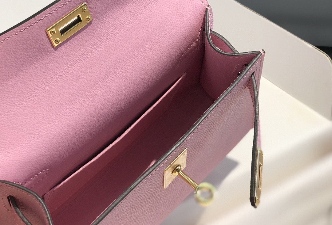 Hermes Kelly Mini II Bag Epsom Leather Pink With Gold