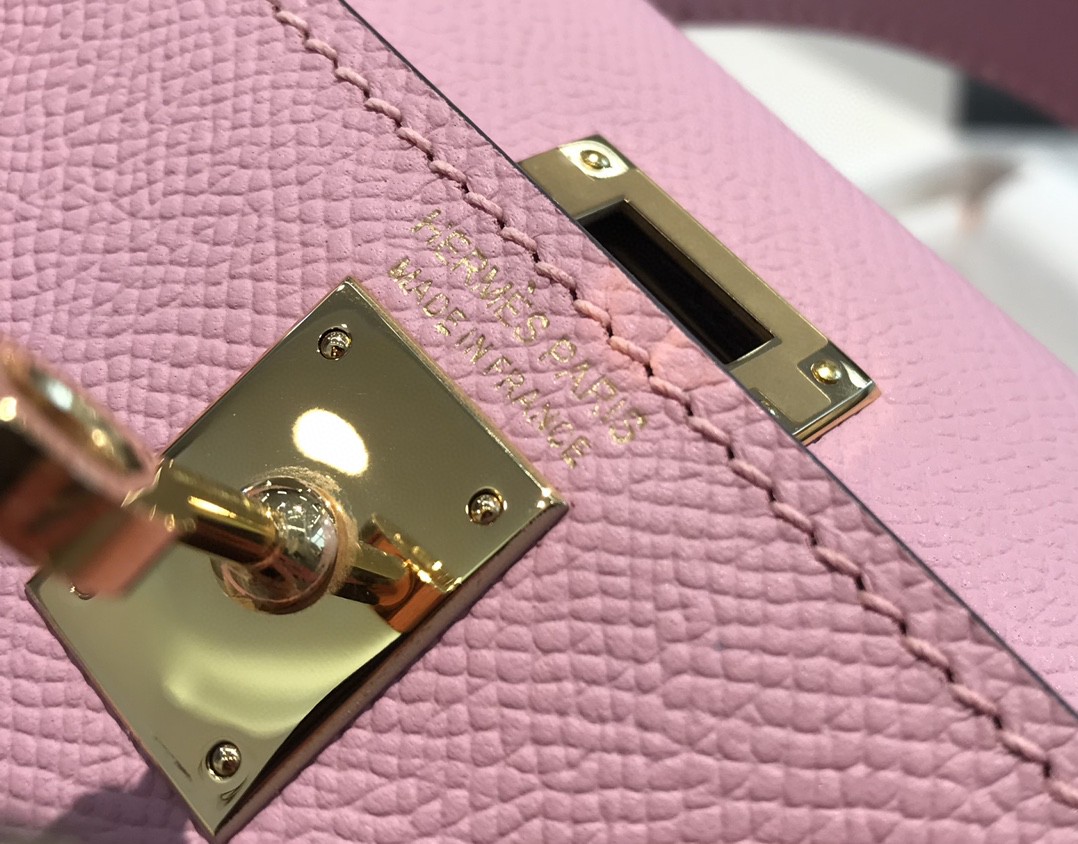 Hermes Kelly Mini II Bag Epsom Leather Pink With Gold