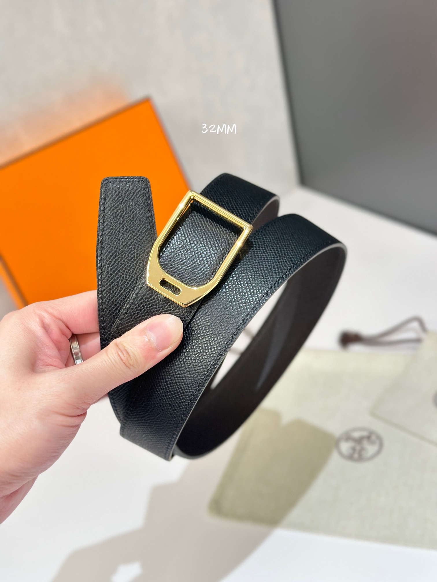 Hermes Mens Leather Belts Width 32mm -0206