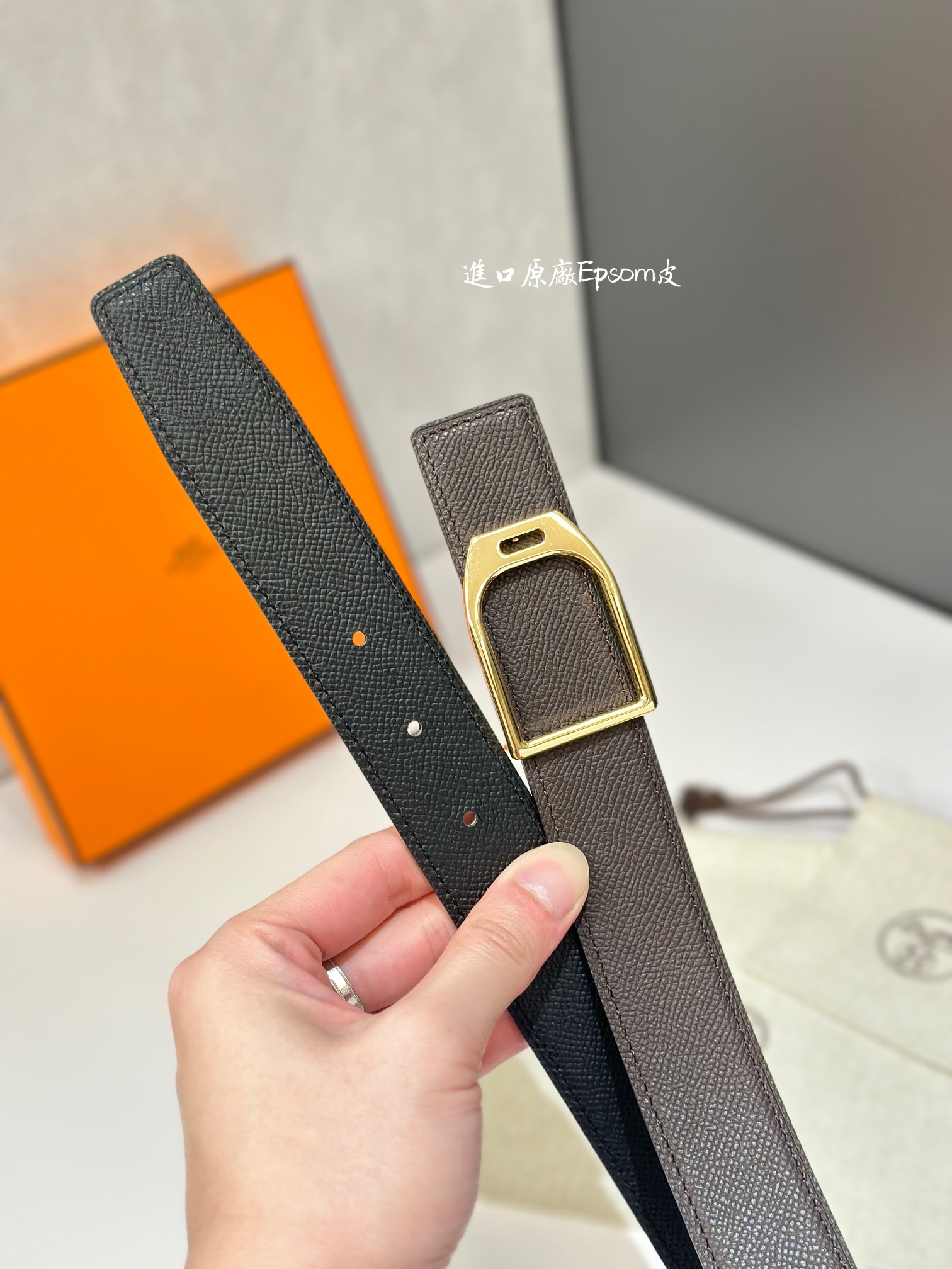 Hermes Mens Leather Belts Width 32mm -0206