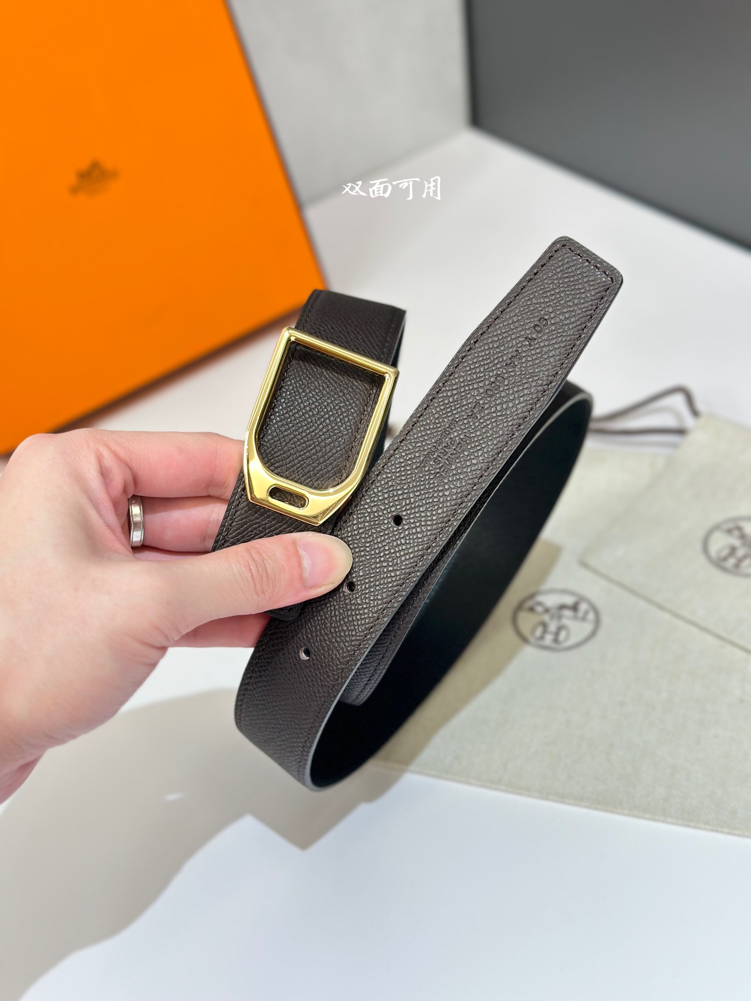 Hermes Mens Leather Belts Width 32mm -0206