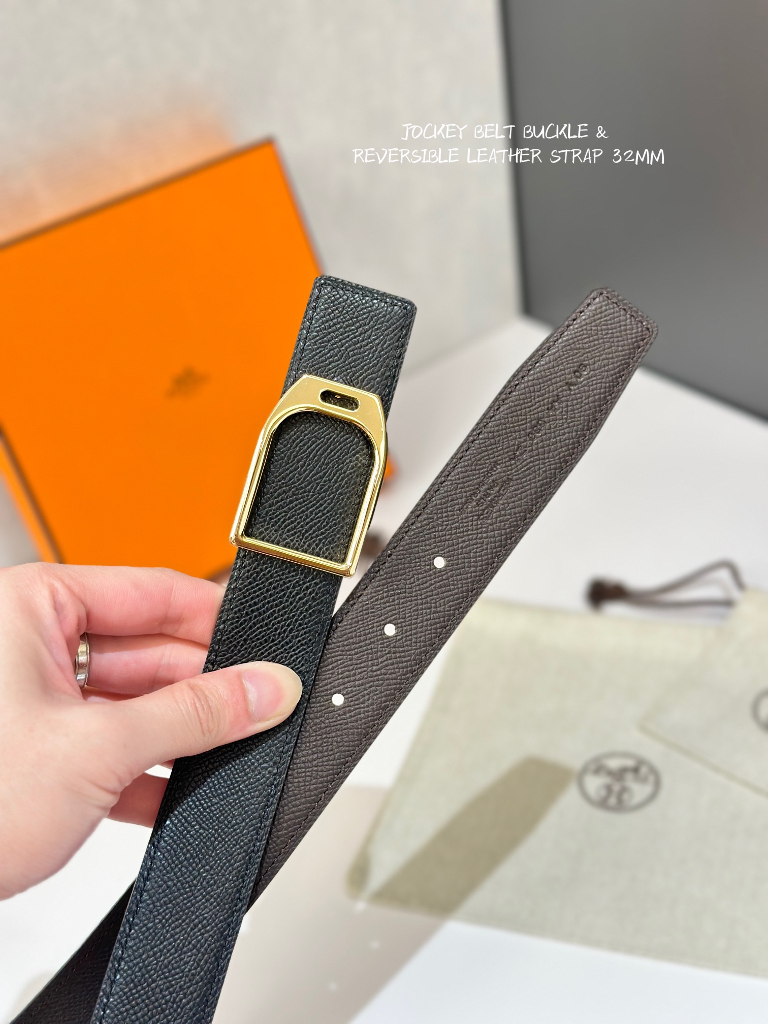Hermes Mens Leather Belts Width 32mm -0206