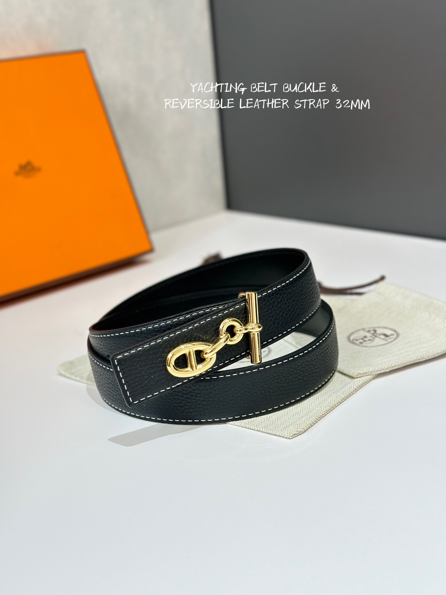 Hermes Mens Leather Belts Width 32mm -0209