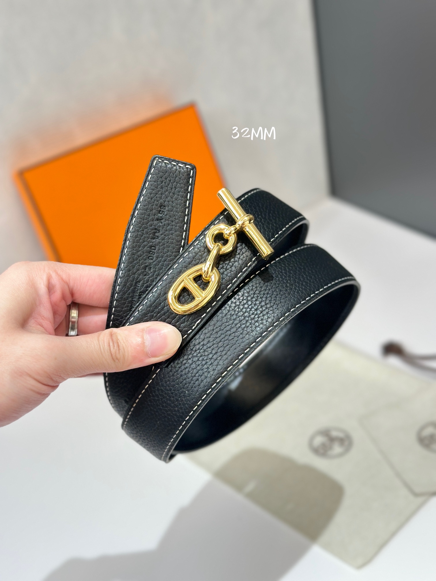 Hermes Mens Leather Belts Width 32mm -0209