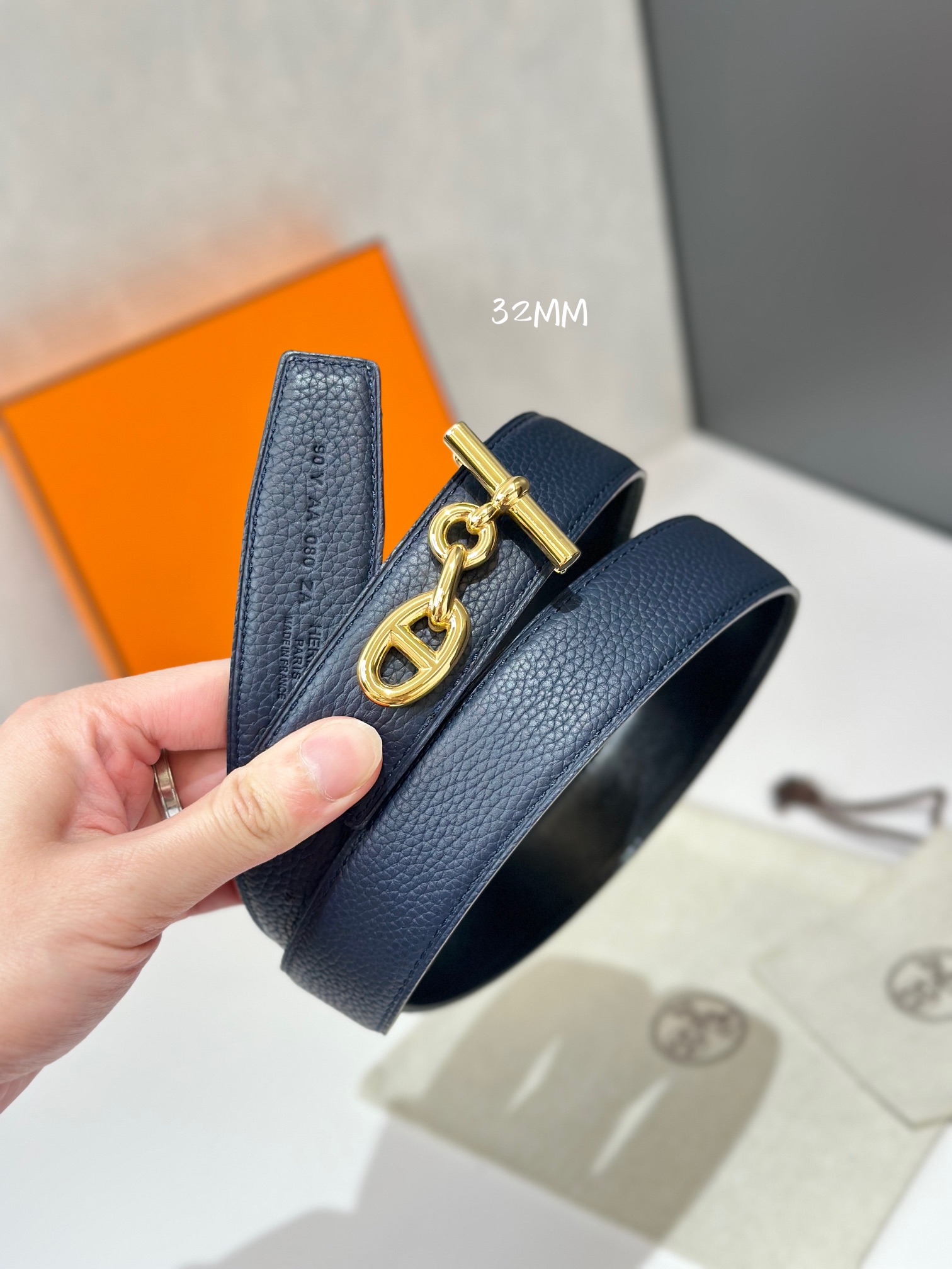 Hermes Mens Leather Belts Width 32mm -0211