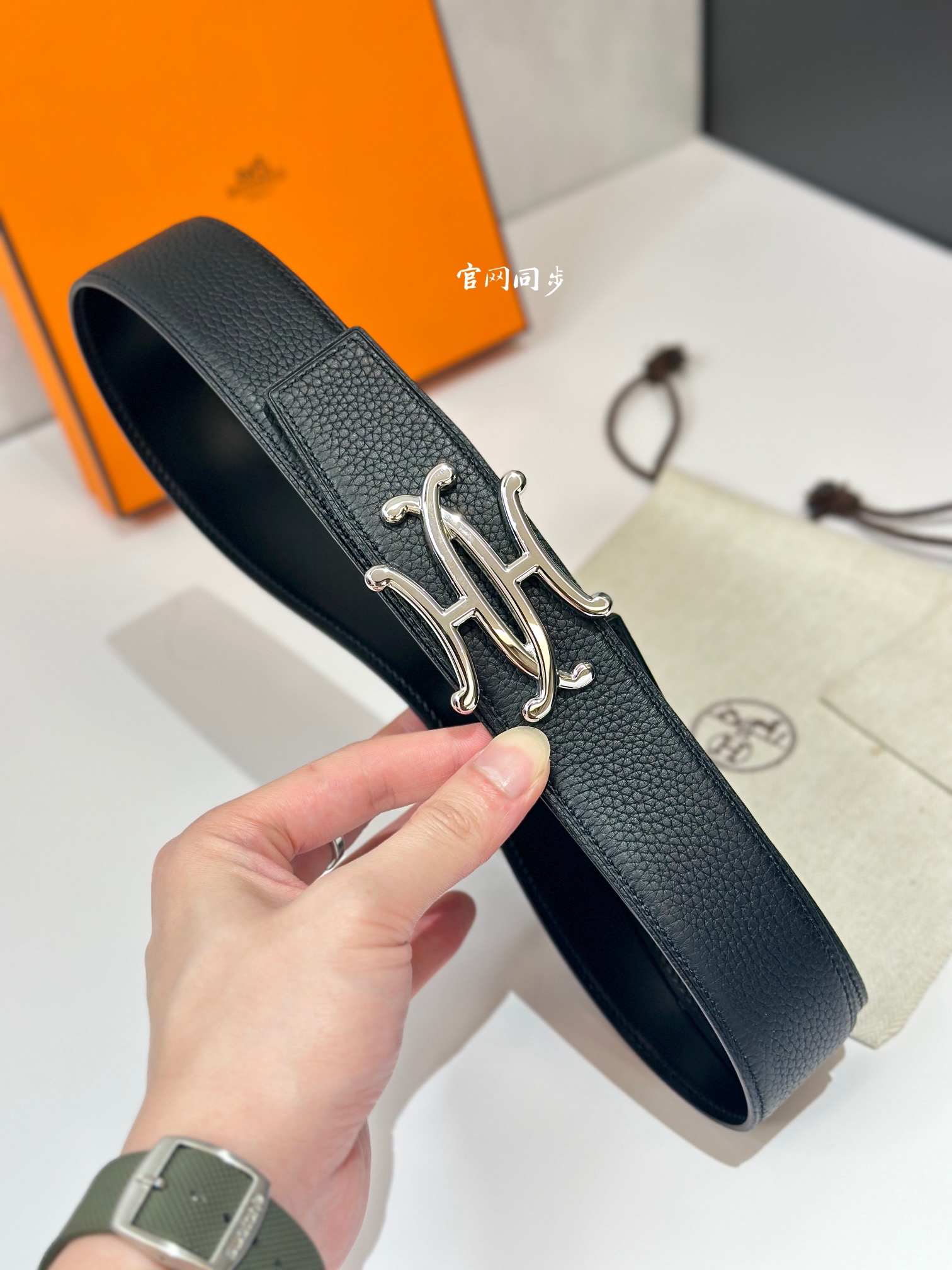 Hermes Mens Leather Belts Width 32mm -0227