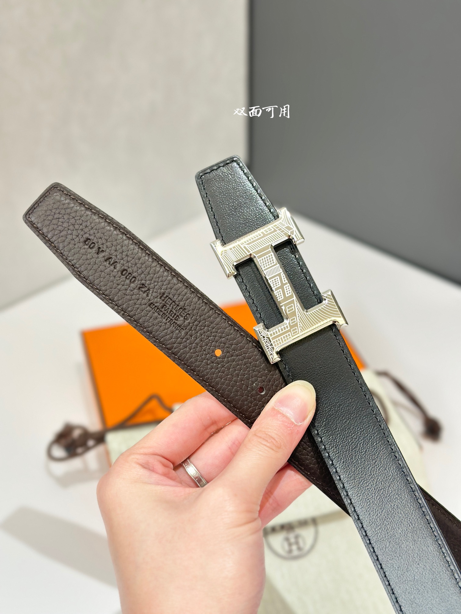 Hermes Mens Leather Belts Width 32mm -0228