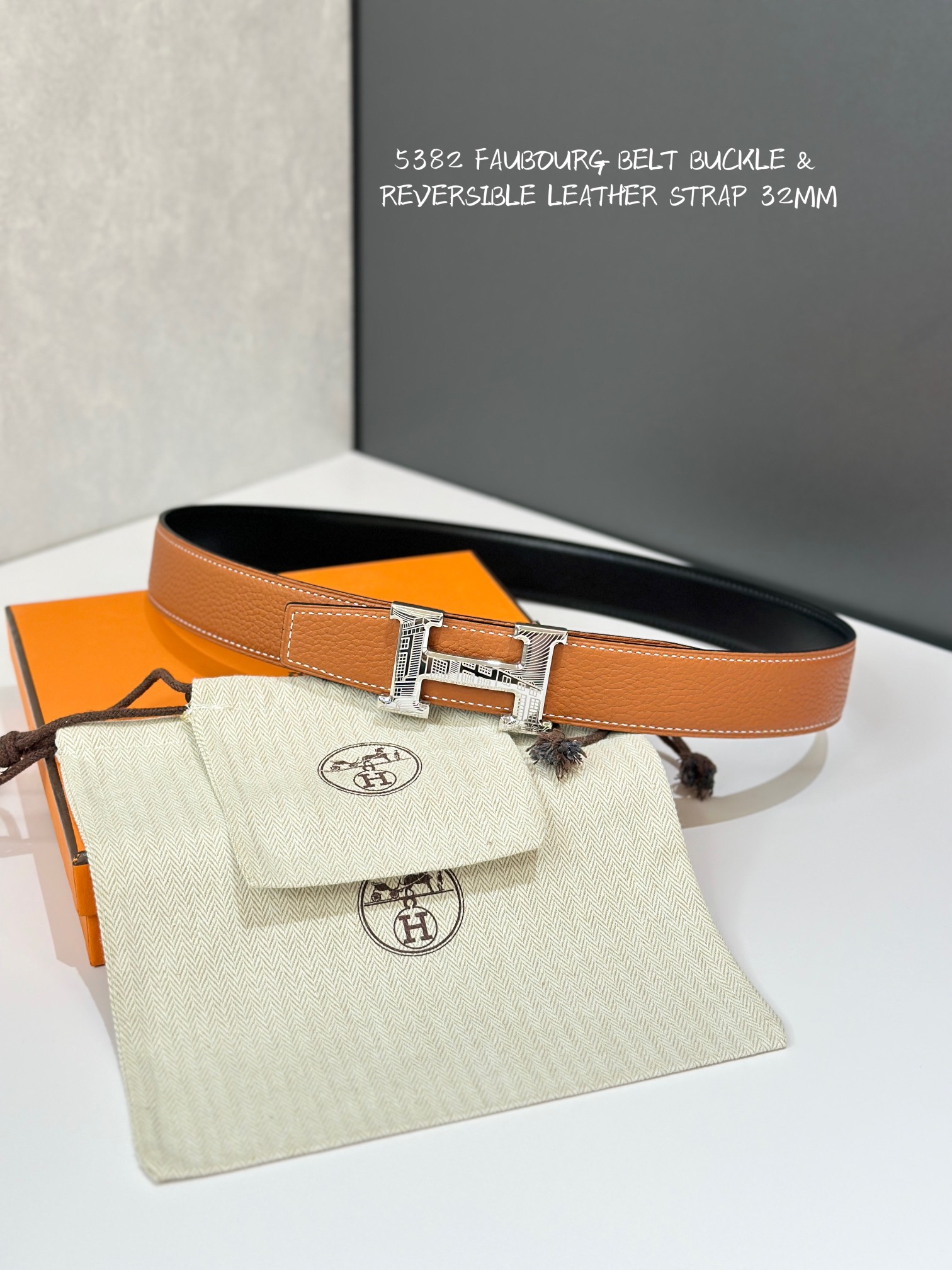 Hermes Mens Leather Belts Width 32mm -0231