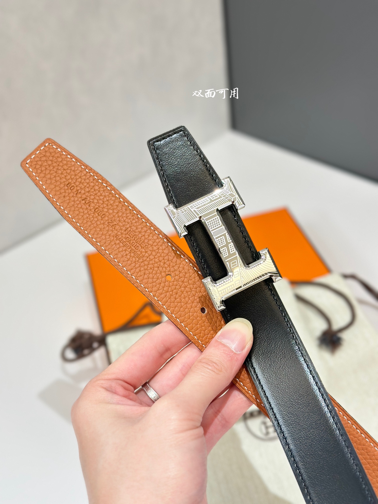 Hermes Mens Leather Belts Width 32mm -0231