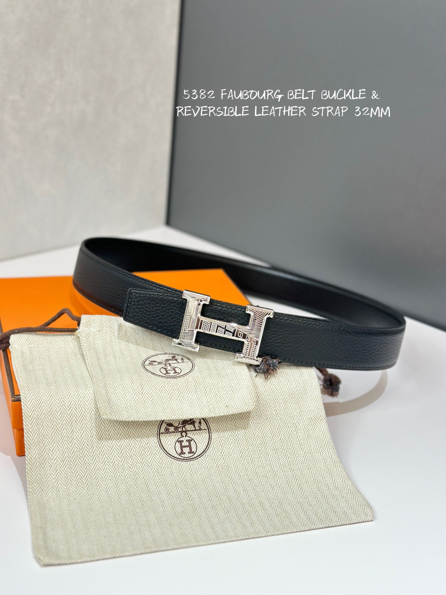 Hermes Mens Leather Belts Width 32mm -0232