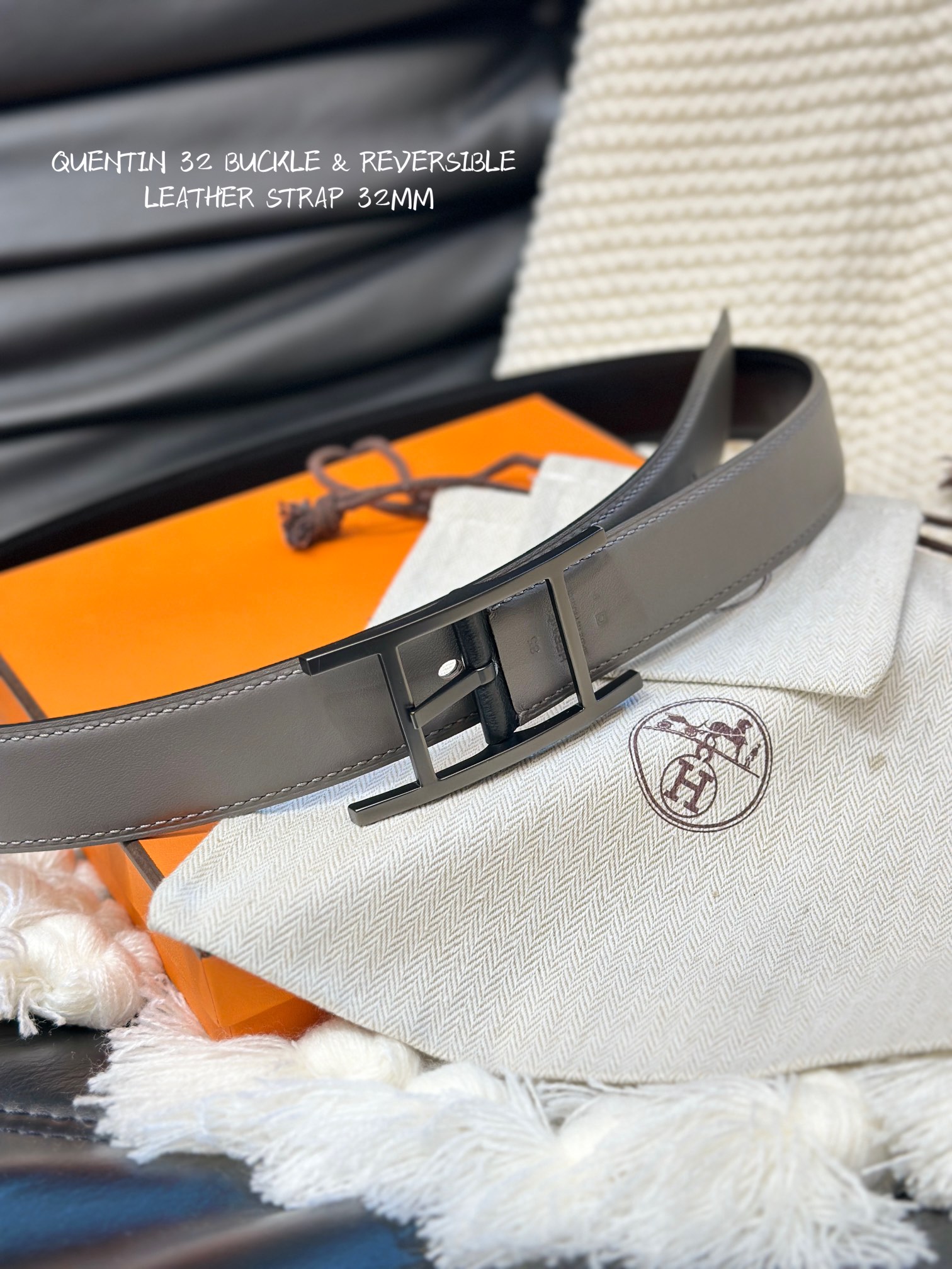 Hermes Mens Leather Belts Width 32mm -0255