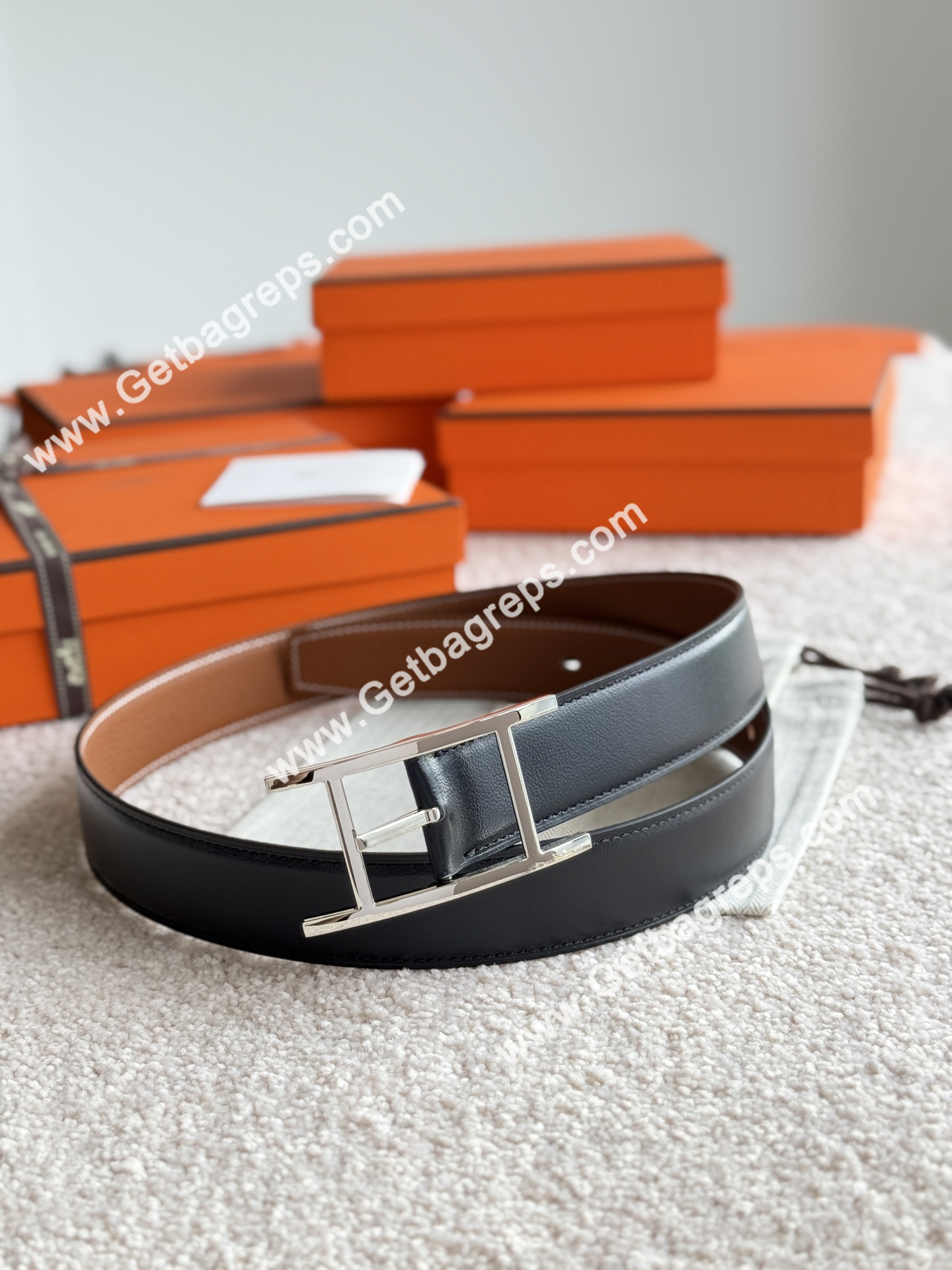Hermes Mens Leather Belts Width 32mm -0302