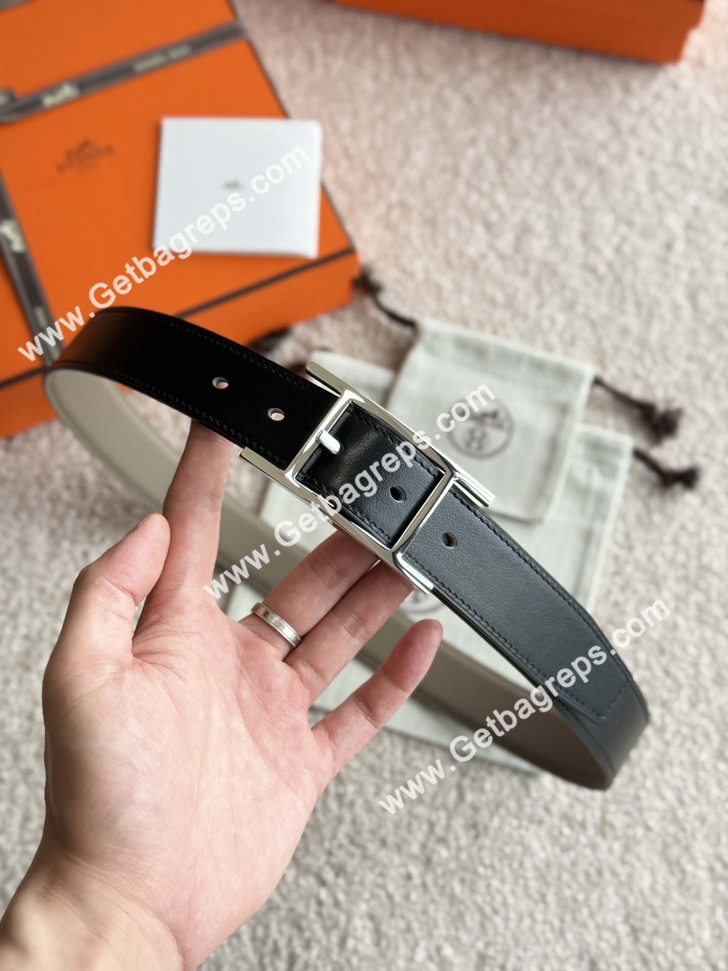 Hermes Mens Leather Belts Width 32mm -0303