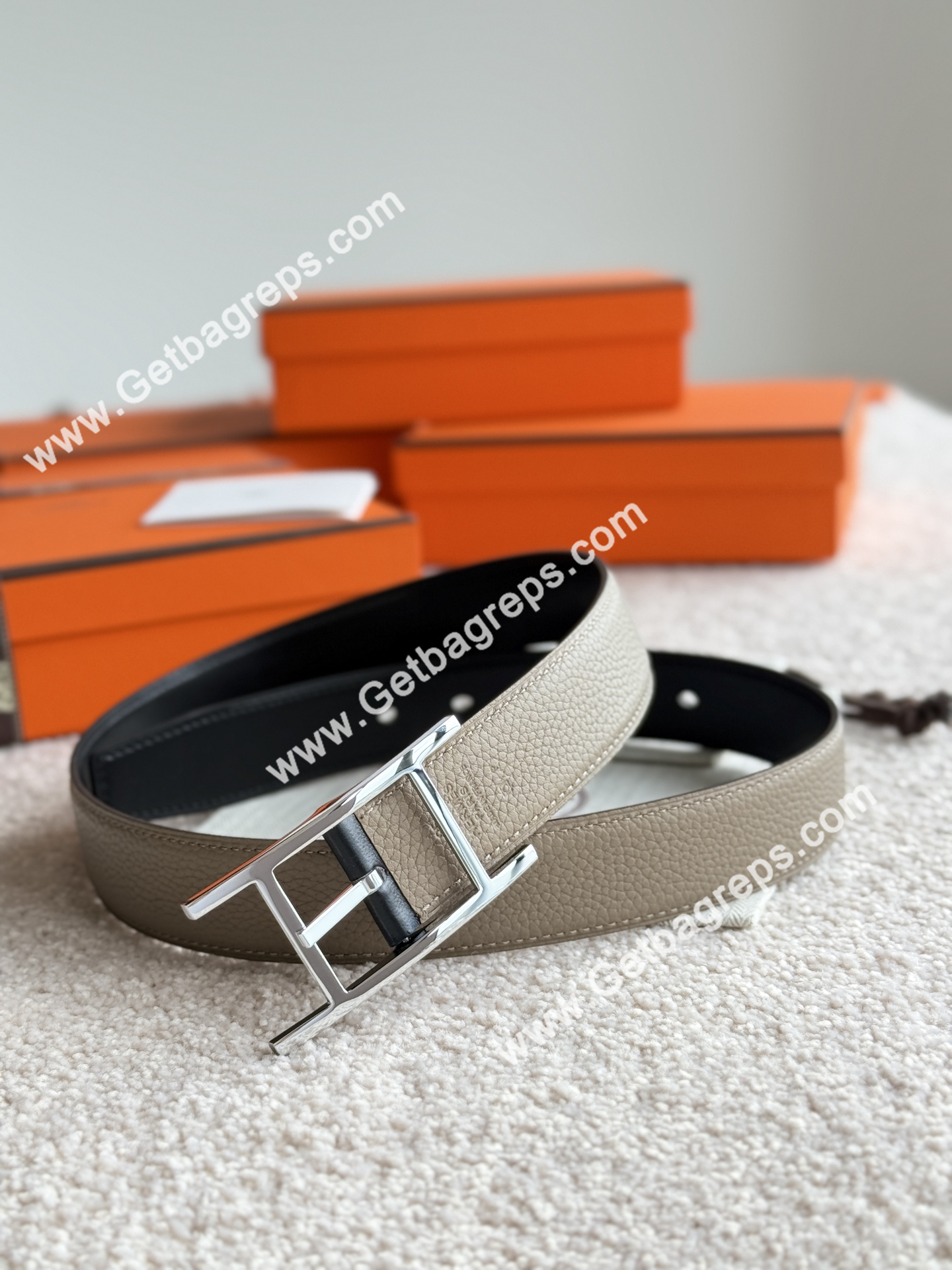 Hermes Mens Leather Belts Width 32mm -0303
