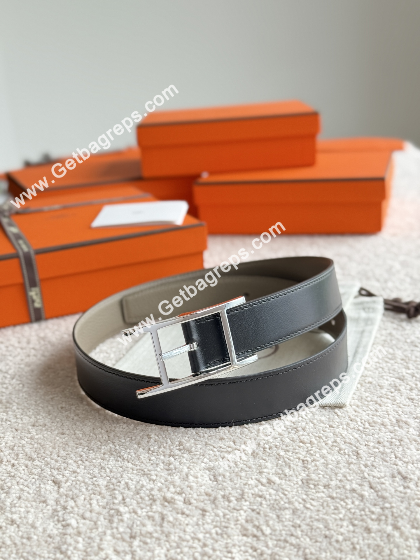 Hermes Mens Leather Belts Width 32mm -0303