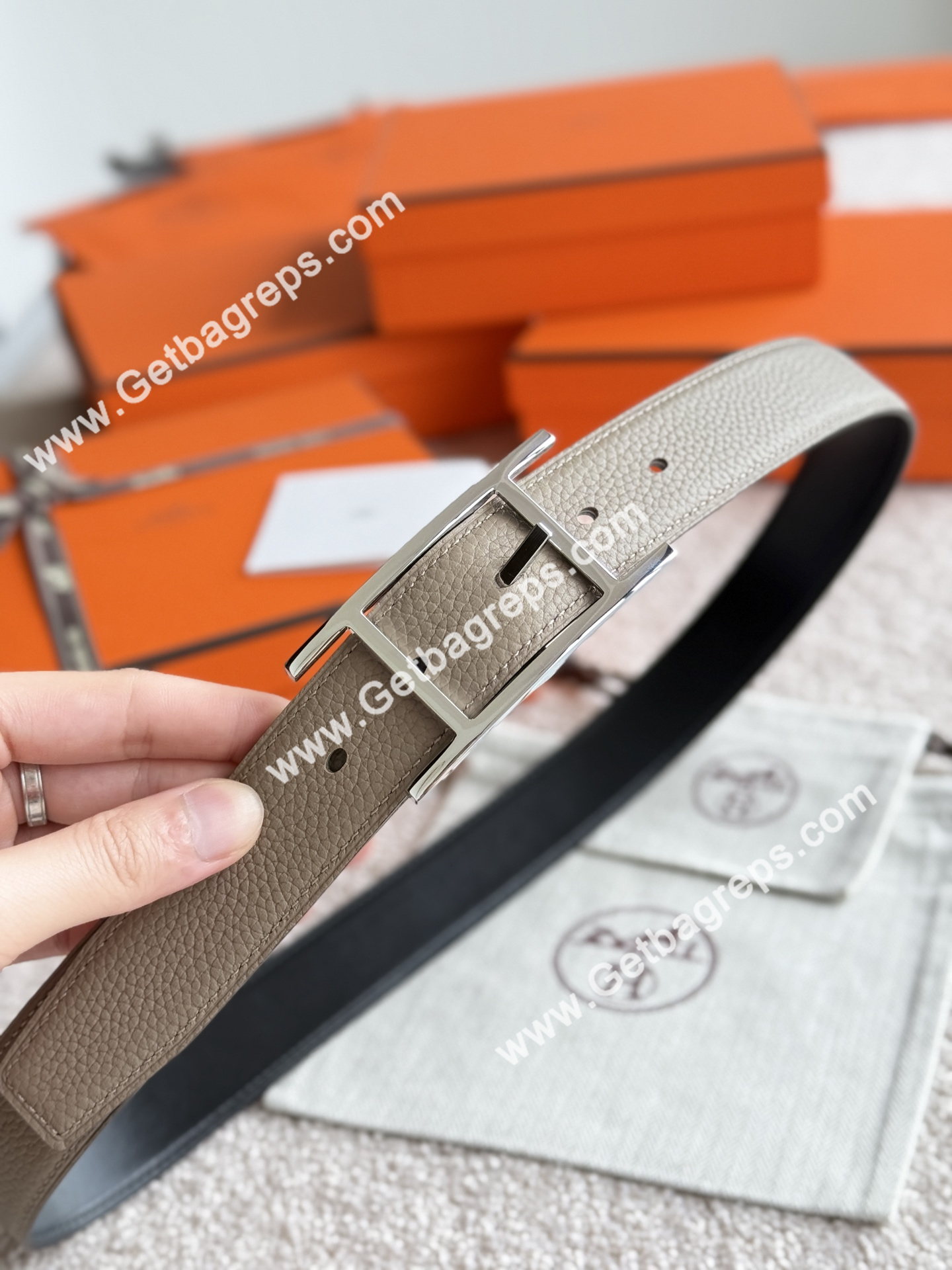 Hermes Mens Leather Belts Width 32mm -0303