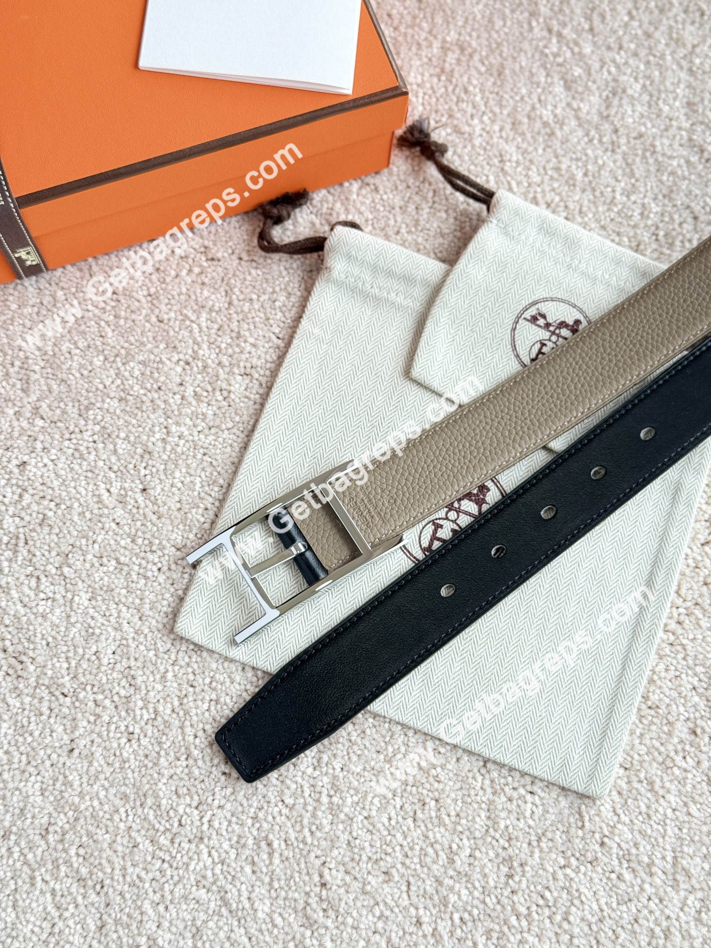 Hermes Mens Leather Belts Width 32mm -0303
