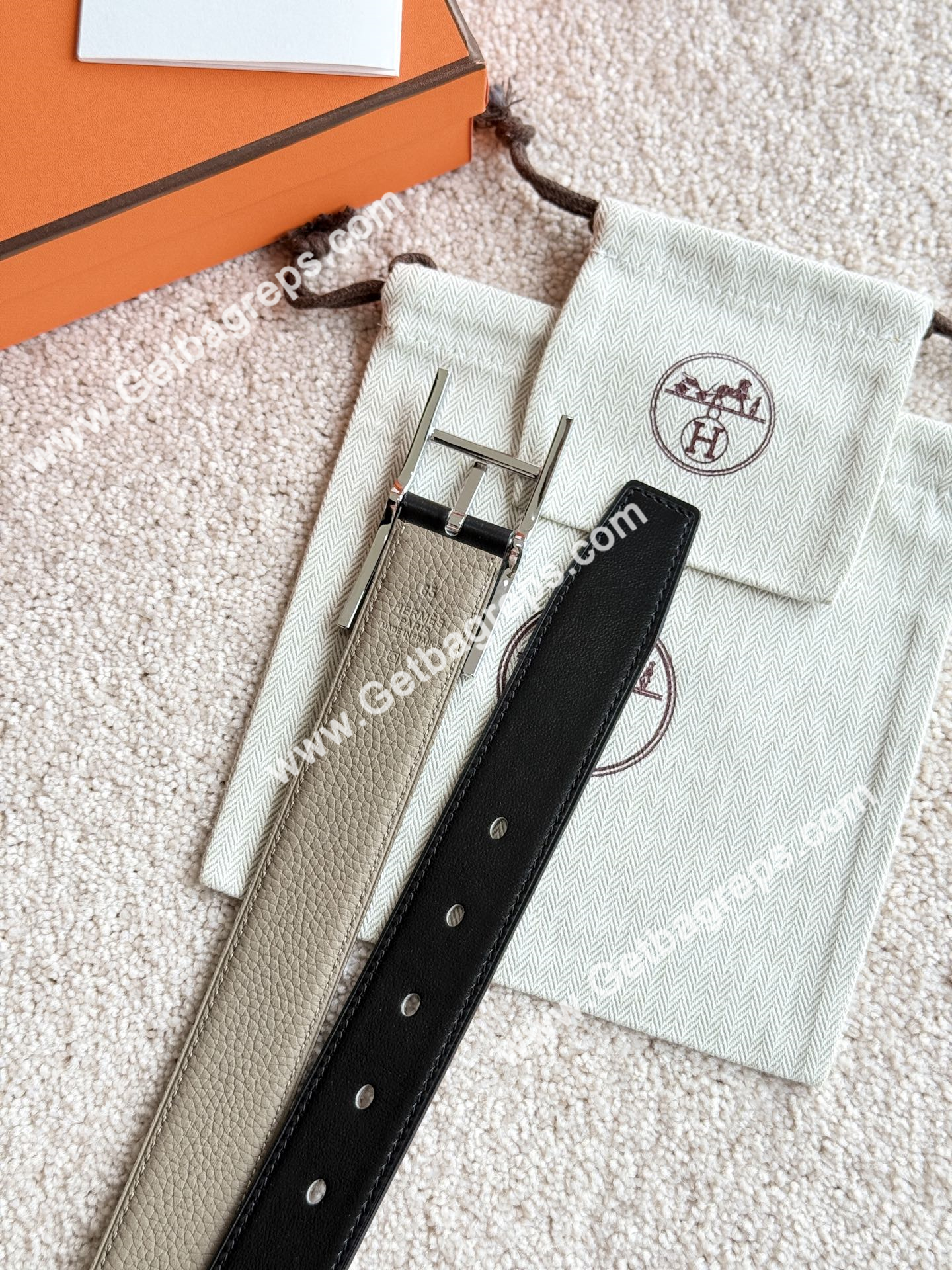 Hermes Mens Leather Belts Width 32mm -0303