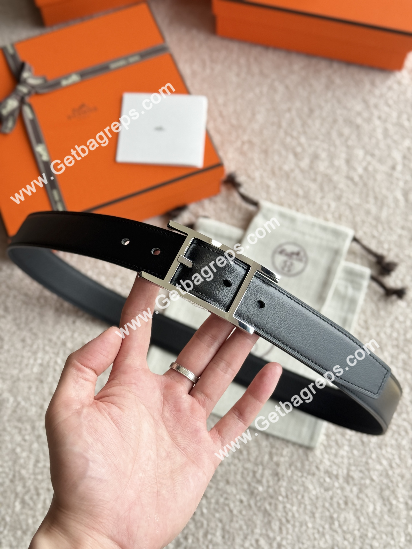 Hermes Mens Leather Belts Width 32mm -0304