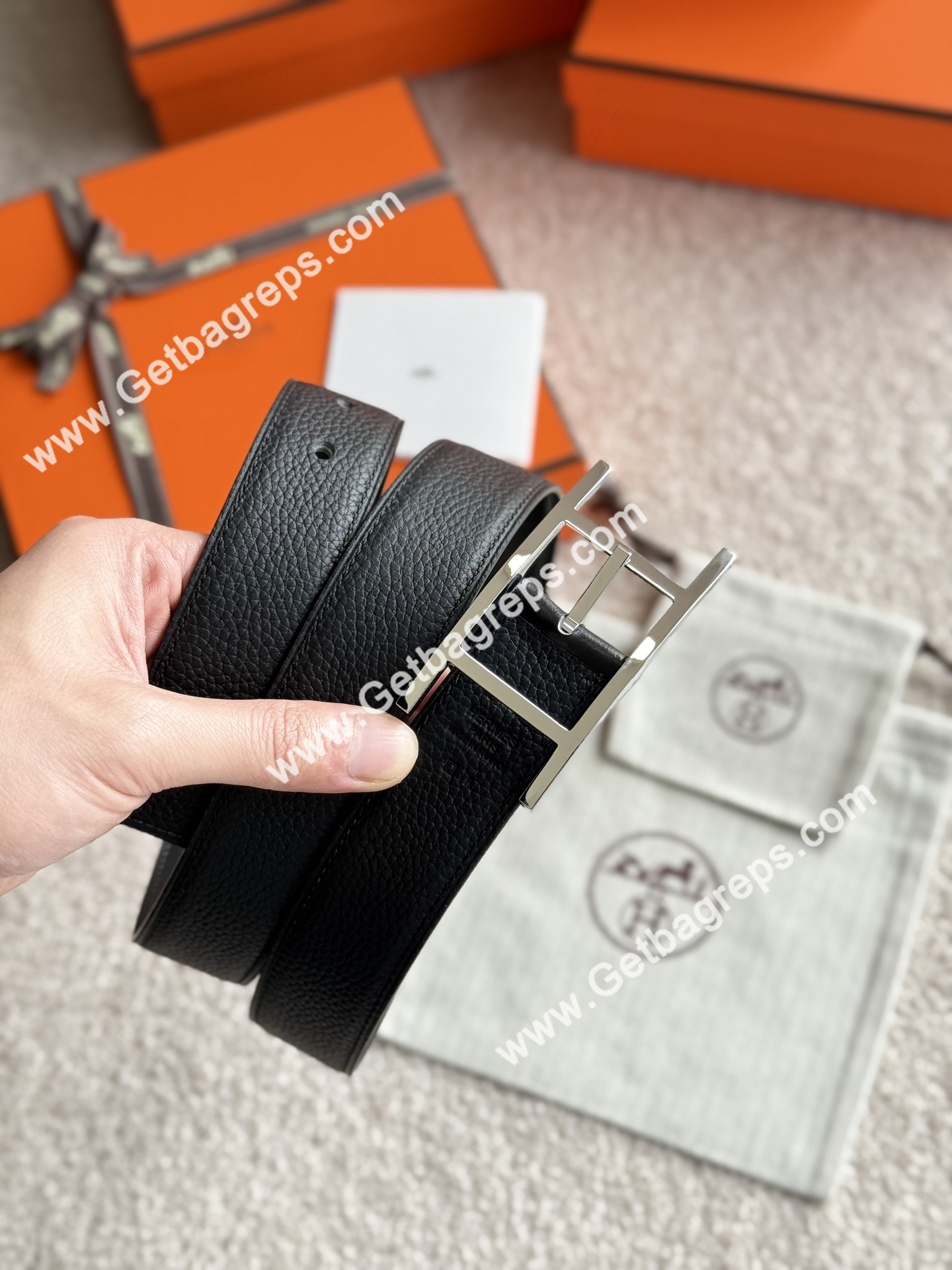 Hermes Mens Leather Belts Width 32mm -0304