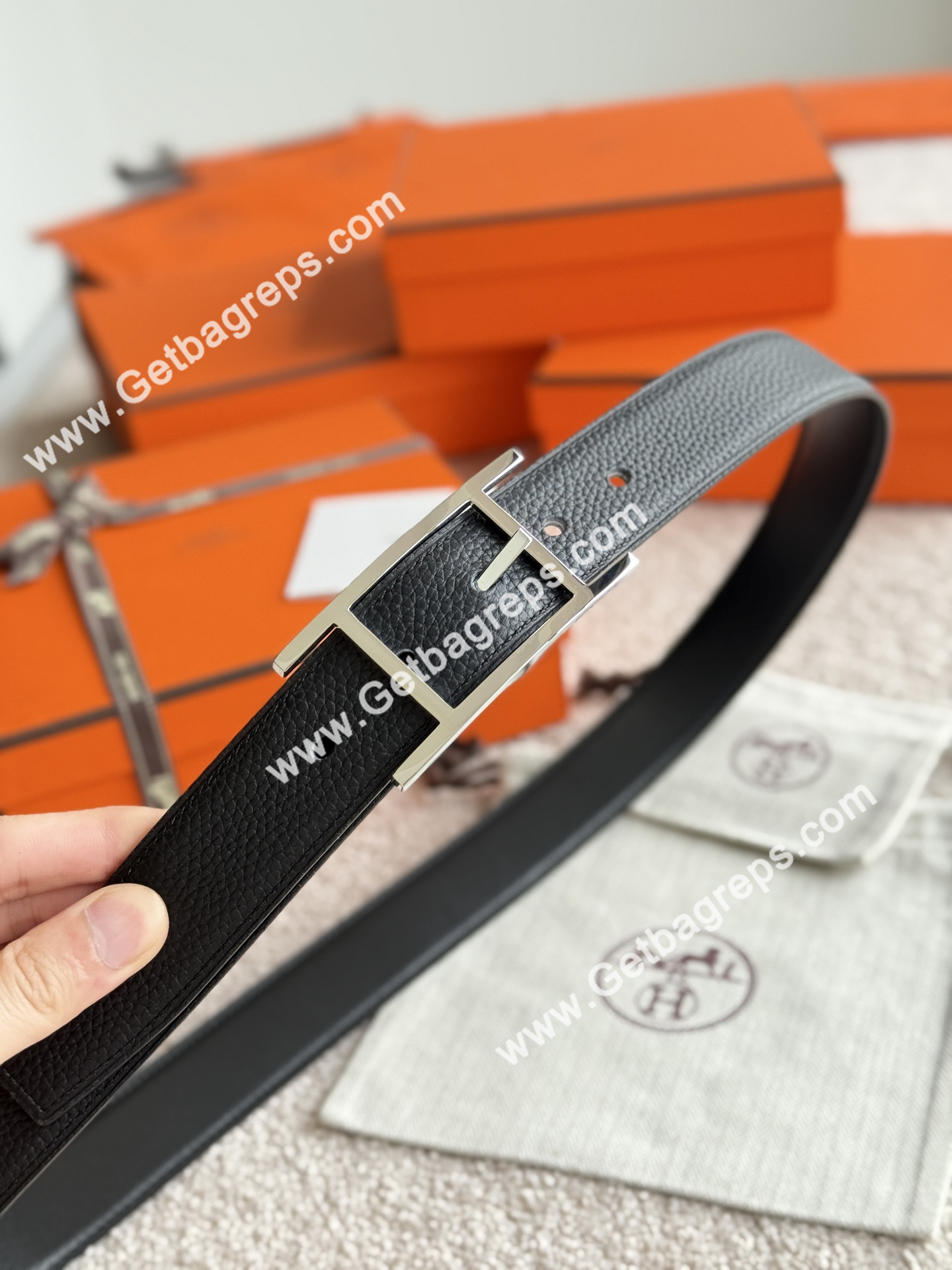 Hermes Mens Leather Belts Width 32mm -0304