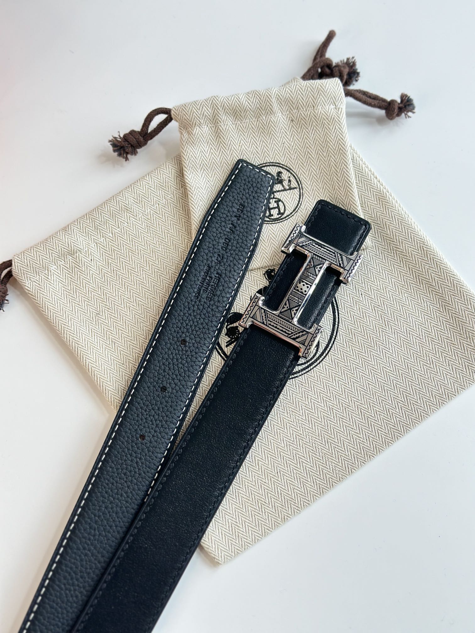 Hermes Mens Leather Belts Width 32mm 177