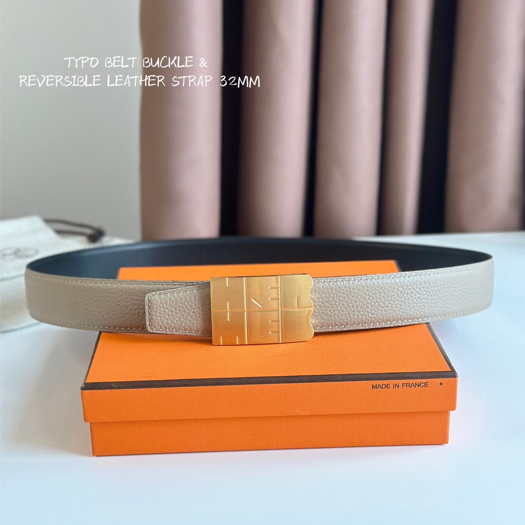 Hermes Mens Leather Belts Width 32mm 188