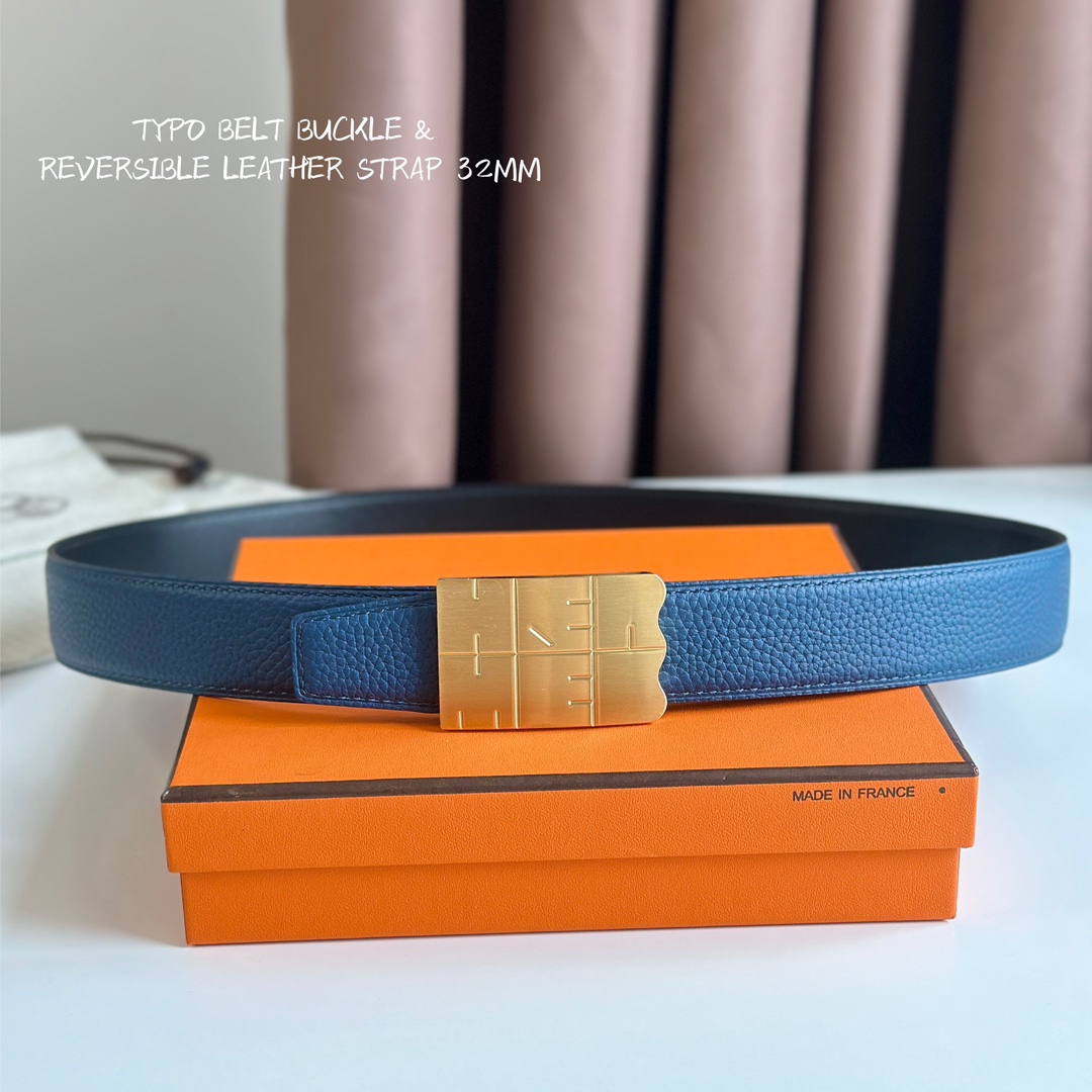 Hermes Mens Leather Belts Width 32mm 189