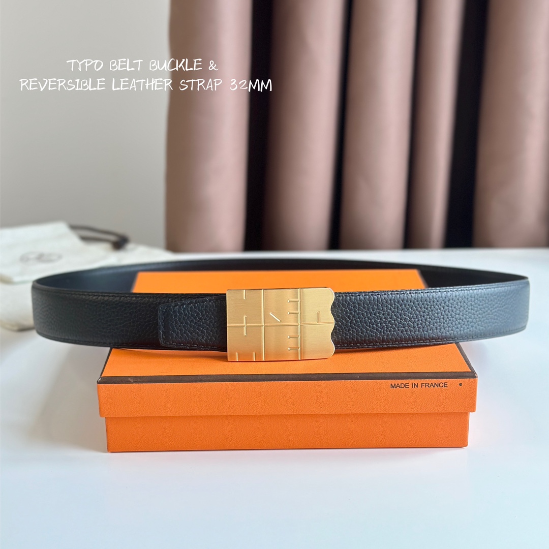 Hermes Mens Leather Belts Width 32mm 190