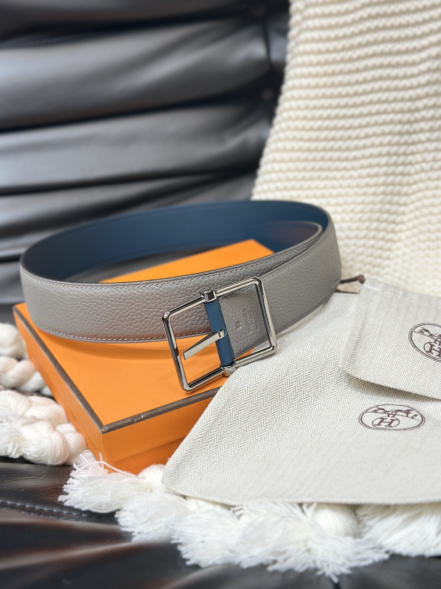 Hermes Mens Leather Belts Width 38mm -0252